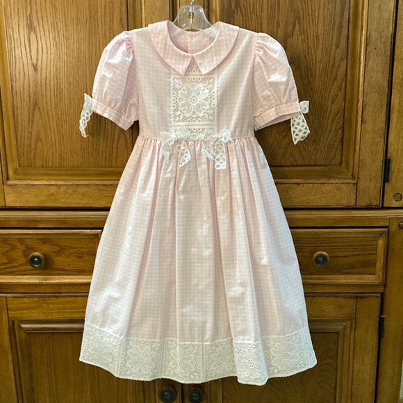 Other - Vintage, Girls Size 6, pink checked dress with built in slip.